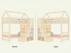 Benlemi Domčeková poschodová posteľ ALPY s prednými úložnými schodmi 90x200 cm Zvoľte farbu: Biela