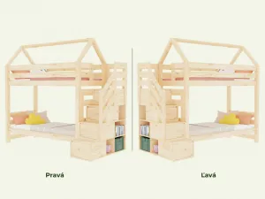 Benlemi Domčeková poschodová posteľ ALPY s bočnými úložnými schodmi 90x200 cm Zvoľte farbu: Biela, Zvoľte šuplík: Úložný šuplík