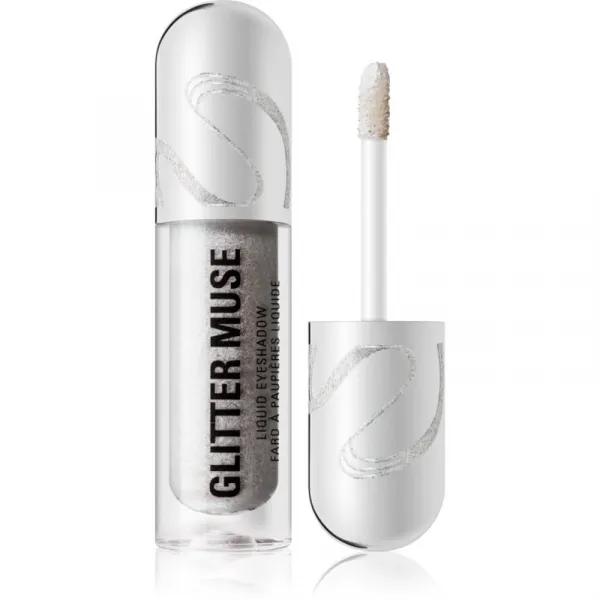 Makeup Revolution Metallic Muse Glitter Muse trblietavé tekuté očné tiene odtieň Silver 3.5 ml