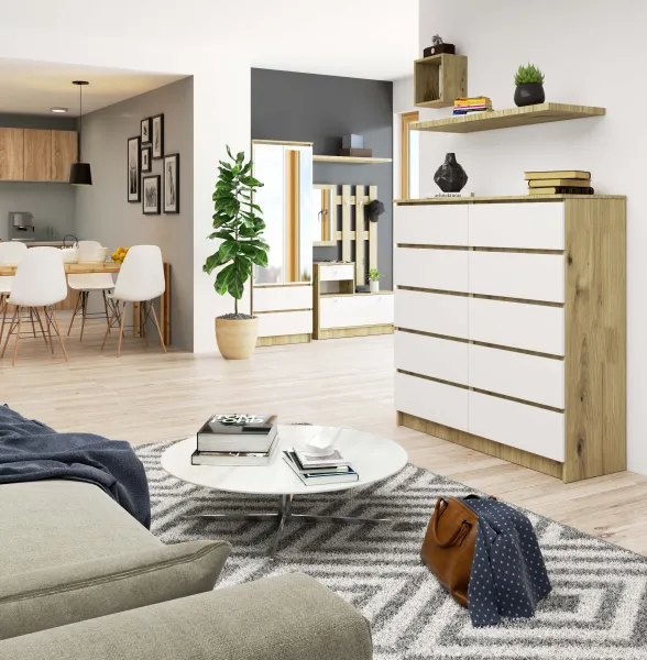 Ak furniture Komoda Kuba 120 cm dub artisan/biela