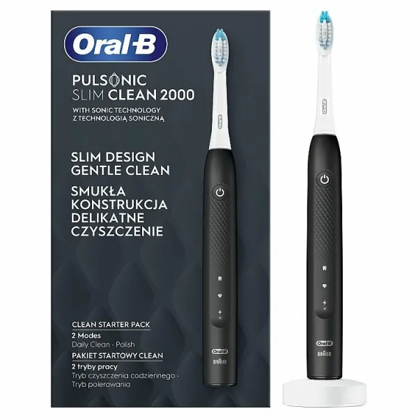 Oral-B Pulsonic Slim Clean 2000 Čierna Elektrická Sonická Zubná Kefka