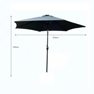 Ak furniture Zahradní slunečník ORIENT 270 cm tmavě šedý