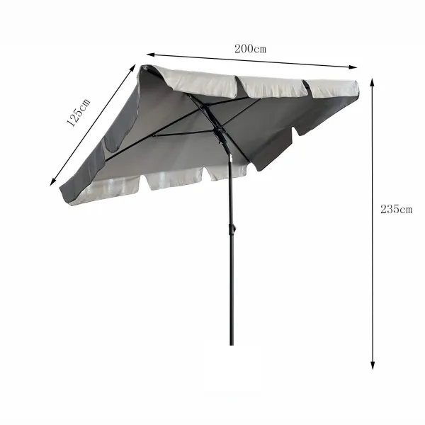 Ak furniture Zahradní slunečník FLOKS 200x125 cm světle šedý