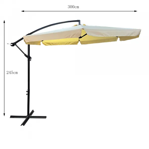 Ak furniture Zahradní slunečník CYNIA s boční nohou 300 cm béžový