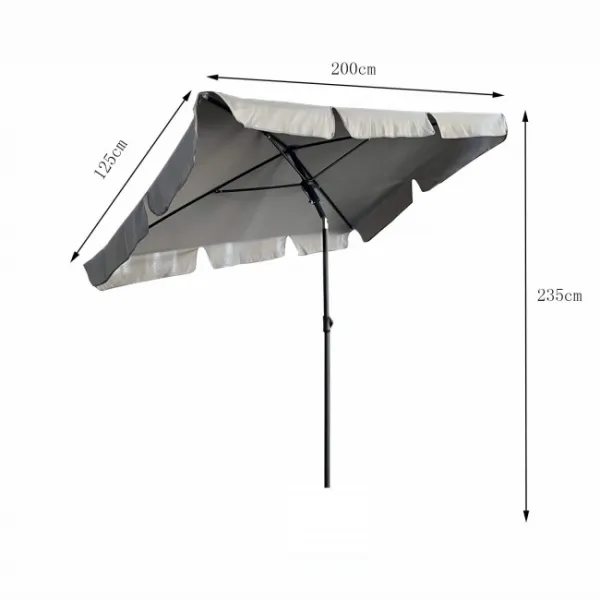 Ak furniture Zahradní slunečník FLOKS 200x125 cm světle šedý