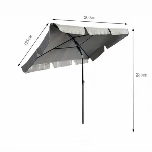 Ak furniture Zahradní slunečník FLOKS 200x125 cm světle šedý