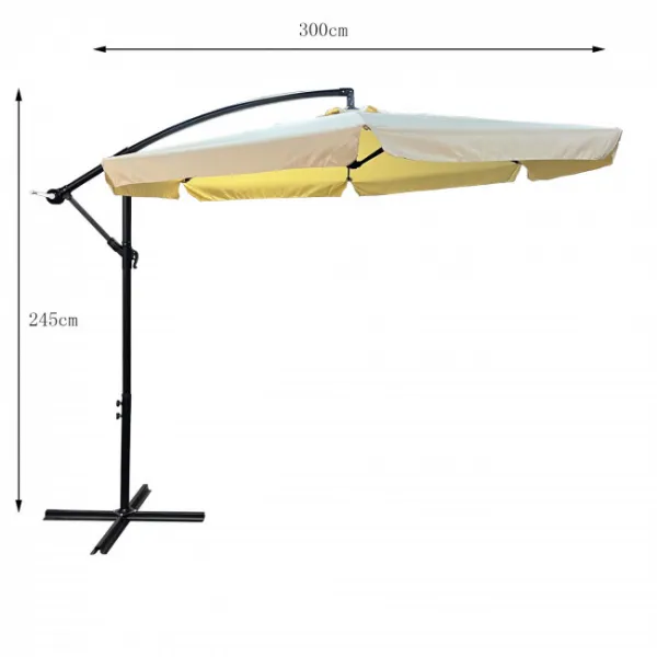 Ak furniture Zahradní slunečník CYNIA s boční nohou 300 cm béžový