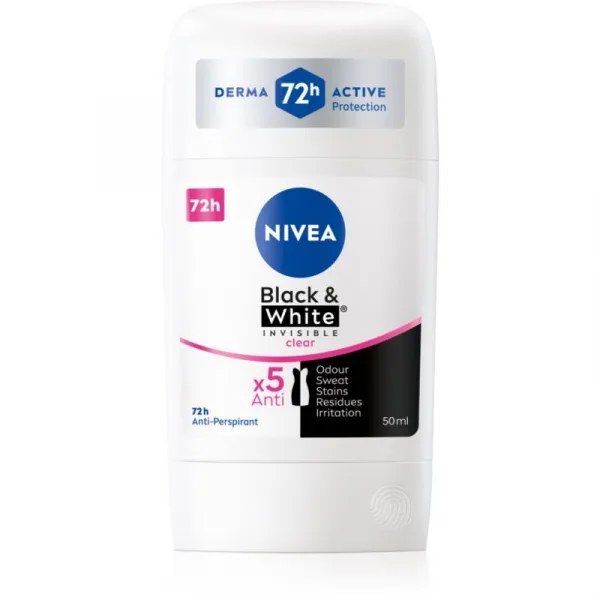 Nivea Black & White Invisible Clear tuhý antiperspitant 50 ml