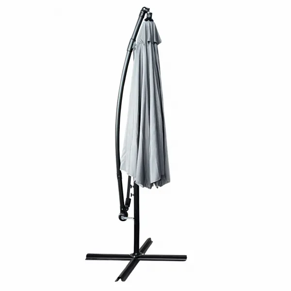 Ak furniture Zahradní slunečník ASTER s boční nohou 300 cm světle šedý