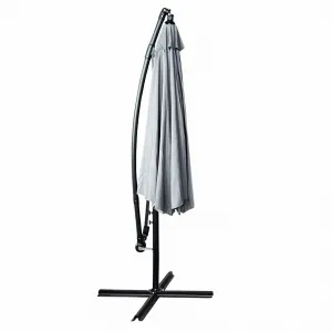 Ak furniture Zahradní slunečník ASTER s boční nohou 300 cm světle šedý