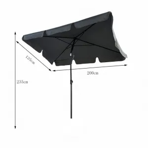 Ak furniture Zahradní slunečník FLOKS 200x125 cm tmavě šedý