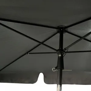 Ak furniture Zahradní slunečník FLOKS 200x125 cm tmavě šedý