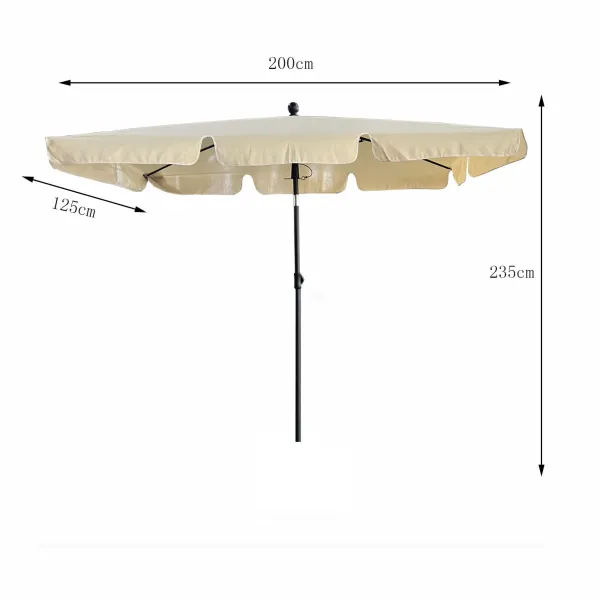 Ak furniture Zahradní slunečník FLOKS 200x125 cm béžový