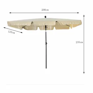 Ak furniture Zahradní slunečník FLOKS 200x125 cm béžový