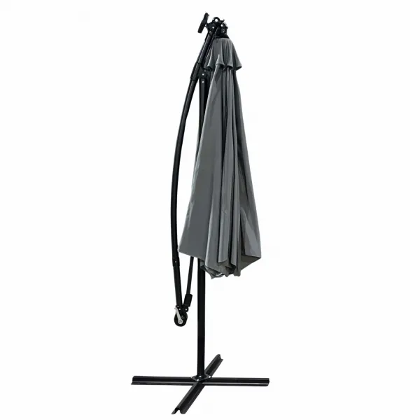 Ak furniture Zahradní slunečník MILIN s LED osvětlením 300 cm světle šedý