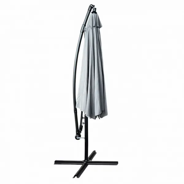 Ak furniture Zahradní slunečník ASTER s boční nohou 300 cm světle šedý
