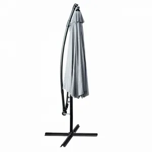 Ak furniture Zahradní slunečník ASTER s boční nohou 300 cm světle šedý