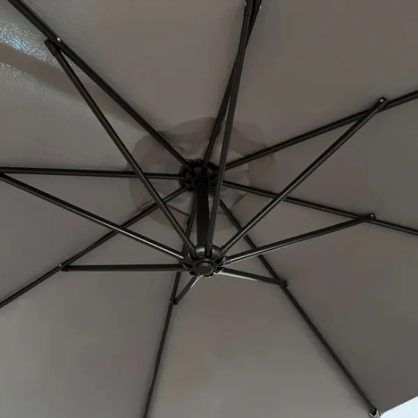 Ak furniture Zahradní slunečník ASTER s boční nohou 300 cm světle šedý