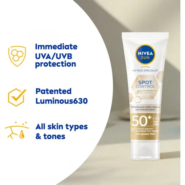 NIVEA SUN Luminous 630 pleťový krém na opaľovanie proti pigmentovým škvrnám SPF 50+ 40 ml