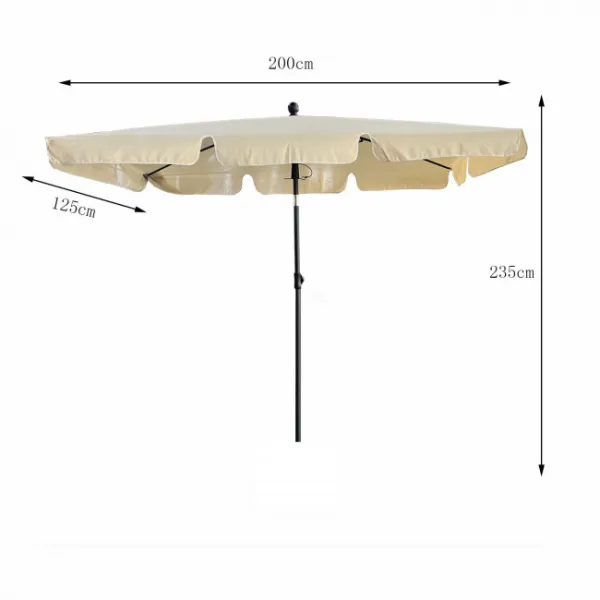 Ak furniture Zahradní slunečník FLOKS 200x125 cm béžový