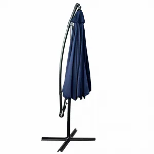 Ak furniture Zahradní slunečník ASTER s boční nohou 300 cm tmavě modrý