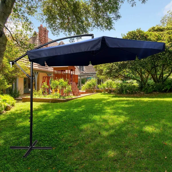 Ak furniture Zahradní slunečník CYNIA s boční nohou 300 cm tmavě modrý