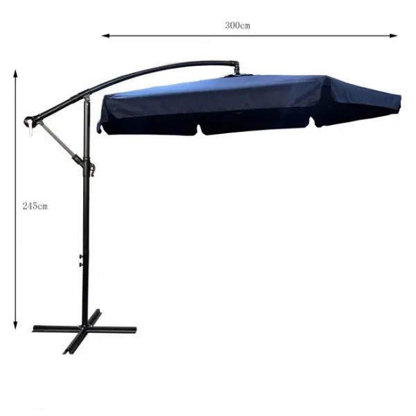 Ak furniture Zahradní slunečník CYNIA s boční nohou 300 cm tmavě modrý