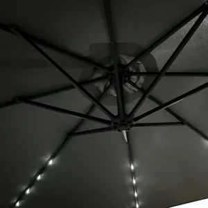Ak furniture Zahradní slunečník MILIN s LED osvětlením 300 cm tmavě šedý
