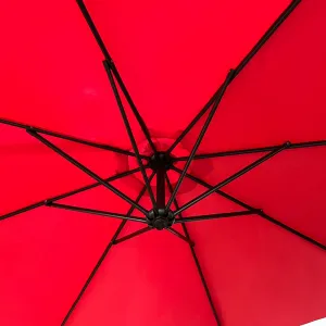 Ak furniture Zahradní slunečník ASTER s boční nohou 300 cm červený