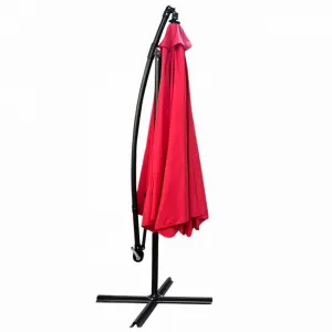 Ak furniture Zahradní slunečník CYNIA s boční nohou 300 cm červený