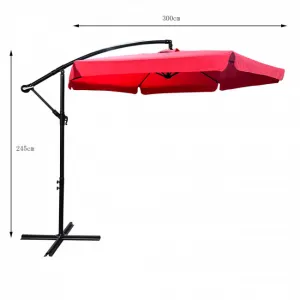 Ak furniture Zahradní slunečník CYNIA s boční nohou 300 cm červený