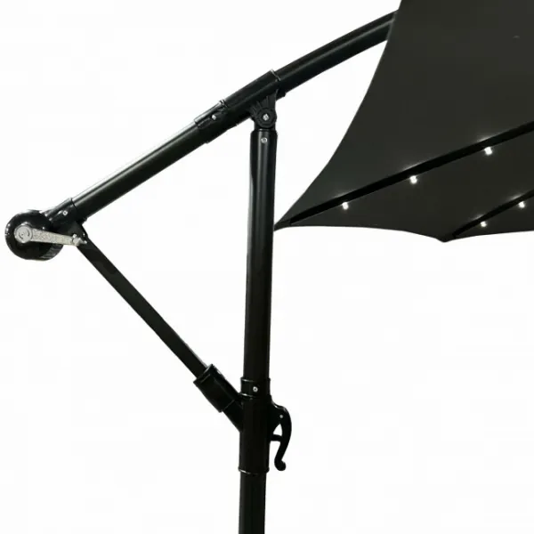 Ak furniture Zahradní slunečník MILIN s LED osvětlením 300 cm tmavě šedý