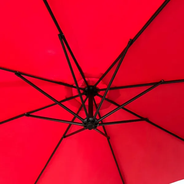 Ak furniture Zahradní slunečník ASTER s boční nohou 300 cm červený