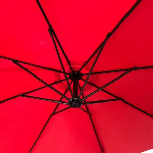 Ak furniture Zahradní slunečník ASTER s boční nohou 300 cm červený