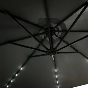 Ak furniture Zahradní slunečník MILIN s LED osvětlením 300 cm tmavě šedý