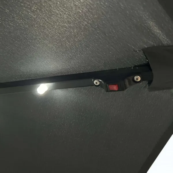 Ak furniture Zahradní slunečník MILIN s LED osvětlením 300 cm tmavě šedý
