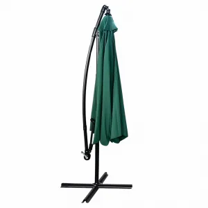 Ak furniture Zahradní slunečník CYNIA s boční nohou 300 cm tmavě zelený