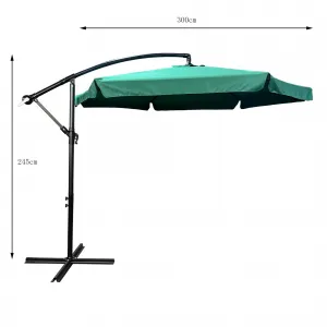 Ak furniture Zahradní slunečník CYNIA s boční nohou 300 cm tmavě zelený