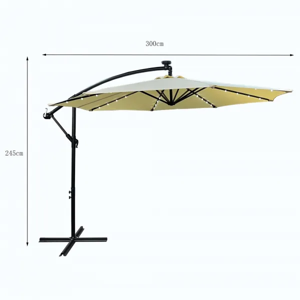 Ak furniture Zahradní slunečník MILIN s LED osvětlením 300 cm béžový