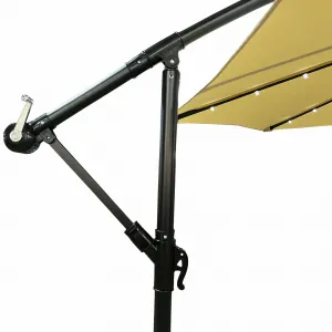 Ak furniture Zahradní slunečník MILIN s LED osvětlením 300 cm béžový