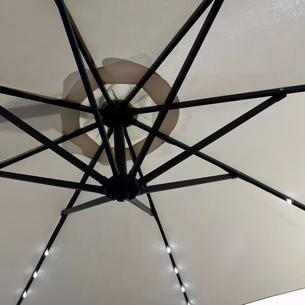Ak furniture Zahradní slunečník MILIN s LED osvětlením 300 cm béžový
