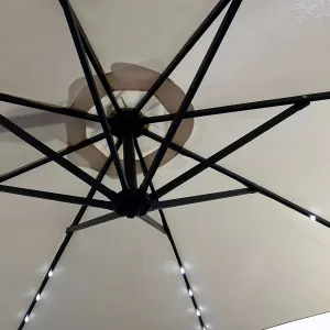 Ak furniture Zahradní slunečník MILIN s LED osvětlením 300 cm béžový