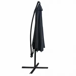 Ak furniture Zahradní slunečník CYNIA s boční nohou 300 cm tmavě šedý