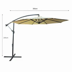 Ak furniture Zahradní slunečník ASTER s boční nohou 300 cm béžový