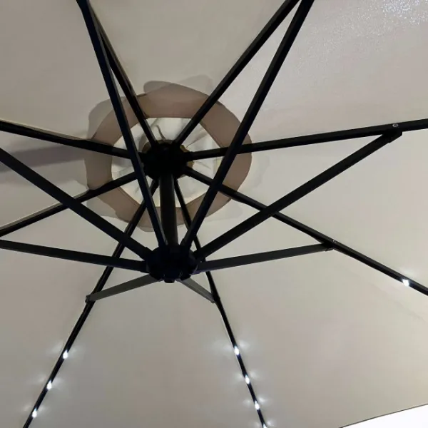 Ak furniture Zahradní slunečník MILIN s LED osvětlením 300 cm béžový
