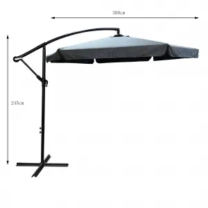 Ak furniture Zahradní slunečník CYNIA s boční nohou 300 cm tmavě šedý