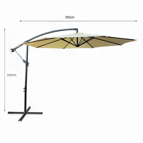 Ak furniture Zahradní slunečník ASTER s boční nohou 300 cm béžový