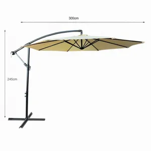 Ak furniture Zahradní slunečník ASTER s boční nohou 300 cm béžový