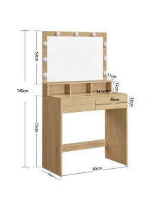 VASAGLE RDT120T11 toaletný stolík s osvetlením