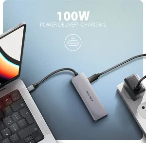 AXAGON HMC-5H60, USB 5Gbps hub, porty 2x USB-A, 1x USB-C, HDMI 4k/60, PD 100W, kábel USB-C 15cm